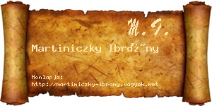 Martiniczky Ibrány névjegykártya